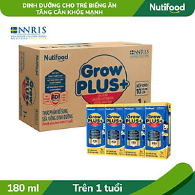 Thùng Sữa bột pha sẵn GrowPLUS+ Biếng ăn (XANH) cho trẻ tăng cân khoẻ mạnh 1+ (48 hộp x 180ml)