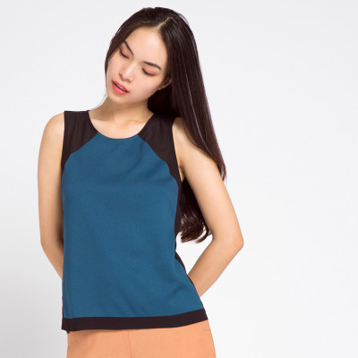  Áo Kiểu Sát Nách Thời trang thiết kế Hity TOP075 (Xanh Indigo)