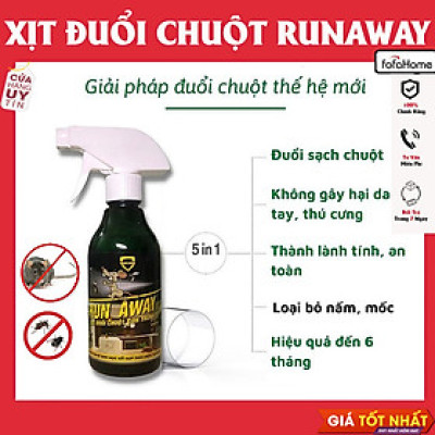 Chai Xịt Đuổi Chuột, Muỗi Thảo Mộc Run Away Chai 300ml Không Mùi, An Toàn Đuổi Chuột, Gián, Côn Trùng Hiệu Quả Xua Đuổi Chuột, Gián, Côn Trùng ... Chỉ Sau 1 Lần Xịt 