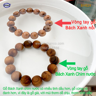 Vòng gỗ Bách Xanh chìm trong nước hàng VIP - mùi thơm vĩnh viễn (BH624) vân gỗ đẹp - Mang lại Tài Lộc/Bình An/May Mắn - Bracelets of HAHANCO