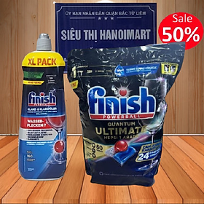 Combo Viên rửa bát Finish eco 70 viên + Nước làm bóng finish eco 400ml