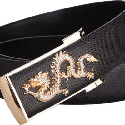 Dây nịt nam hình con rồng DN31 - Dây Đen, Mặt Vàng