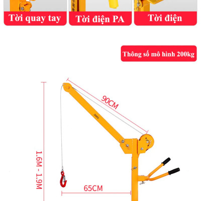 Cẩu mini 200kg dùng thay cho palang xích kéo tay, móc cẩu xoay móc cẩu hàng chuyên dùng để nâng hạ - Hàng chính hãng