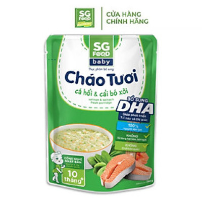 Cháo Tươi Baby Sài Gòn Food Cá Hồi & Cải Bó Xôi 240g