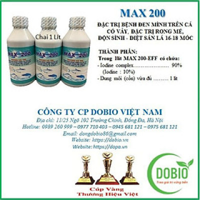 Max 200 ĐẶC TRỊ BỆNH ĐEN MÌNH TRÊN CÁ CÓ VẢY, ĐẶC TRỊ RONG MÉ, ĐỘN SÌNH - DIỆT SÁN LÁ 16-18 MÓC