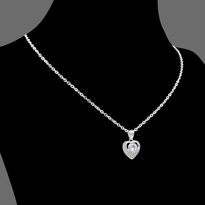 Dây Chuyền Nữ Hình Trái Tim Đá Trắng BẠC HIỂU MINH DMD408W
