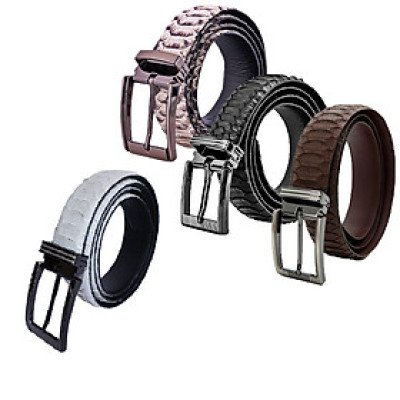 HJ4326-27-28-30 - Dây nịt nam da trăn Vip đầu kim màu da nguyên thủy, đen, nâu, trắng