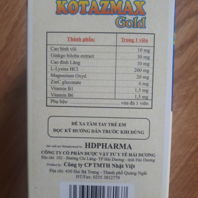 Thực Phẩm Chức Năng  Kotazmax Gold - Bổ Sung Lysin - Vitamin - Khoáng Chất Cho Người Lớn Tuổi