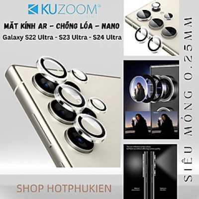 Tấm dán kính cường lực Camera cho Samsung Galaxy S25 Ultra / S23 Ultra / S24 Ultra hiệu KUZOOM AR - công nghệ kế dính tự động, mặt kính AGC sắc nét với độ cứng 9H, trang bị khung tự dán dễ dàng tự dán ở nhà - Hàng nhập khẩu