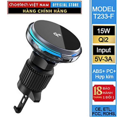 Giá đỡ điện thoại magnetic Choetech T233 sạc nhanh 15W chuẩn Qi2 - Hàng chính hãng