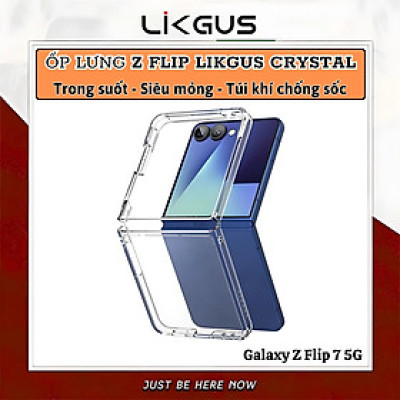 ốp lưng chống sốc trong suốt cho Samsung Galaxy Z Flip 7 5G hiệu Likgus Lin - Chống sốc 2m, túi khí ẩn 4 góc, chống va đập, độ trong full HD - Hàng nhập khẩu