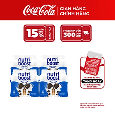 Lốc 24 Chai Thực phẩm bổ sung Nước uống sữa trái cây Nutriboost hương bánh quy kem 297ml/Chai Coca-Cola Official Store_TK
