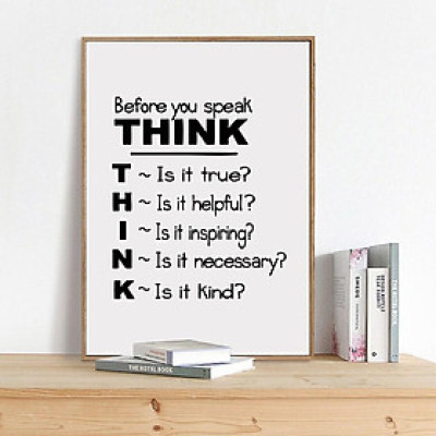 Decal Tiếng Anh Trang Trí Nhà Cửa, Phòng Học, Văn Phòng " Think Before You Speak" - Decal Dán Tường Cao Cấp AmyShop