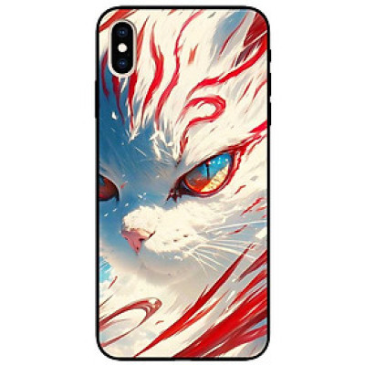 Ốp lưng cho IPhone X - Xs - Xs Max - Xr - 11 - 11 Pro Max - Mèo Trắng Đỏ - Hàng Chính Hãng