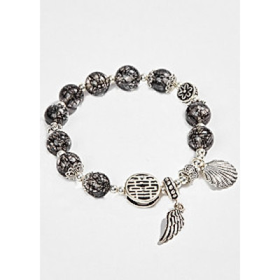 Vòng Thạch Anh Tóc Đen AAA Phối Charm Cánh Bạc (8mm) Ngọc Quý Gemstones