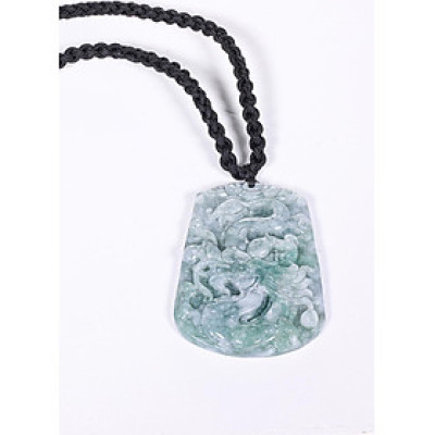 Mặt dây chuyền đá cẩm thạch phỉ thúy chạm hình rồng mệnh hỏa, mộc - Ngọc Quý Gemstones