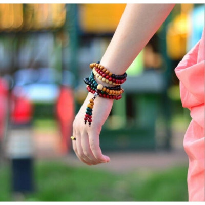 Vòng tay nam, lắc tay nữ, chuỗi hạt đeo tay 108 hạt gỗ đàn hương 6mm phong cách thời trang (tặng 01 dây cuộn cáp)