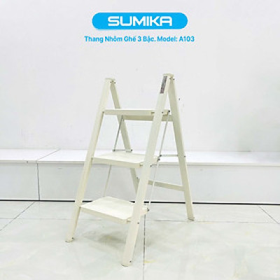 Thang nhôm ghế gia đình 3 bậc SUMIKA A103, chiều cao 68cm