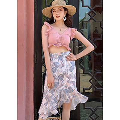 Bộ bơi nữ 3 chi tiết kim tuyến, bikini kèm váy quây xinh xắn, chất bơi dầy dặn đẹp | KT055