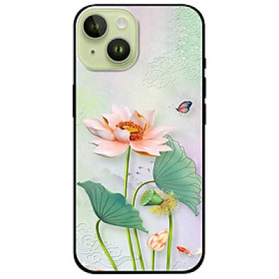 Ốp lưng cho IPhone 15 - 15 Plus - 15 Pro - 15 Pro Max - 16 - 16 Plus - 16 Pro - 16 Pro Max - Tranh Sen Trắng - Hàng Chính Hãng