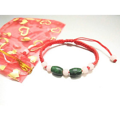 Vòng tay chỉ đỏ may mắn bình an kèm túi đỏ làm quà tặng - 2 lu thống xanh