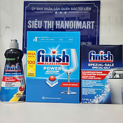Combo Viên rửa bát Finish Nhật 150 viên + Muối Finish 1,2kg + Nước làm bóng Finish 400ml