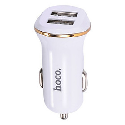 Adapter Sạc Ôtô 2 Cổng USB 2.1A Hoco Z1 - Hàng Chính Hãng (Trắng)