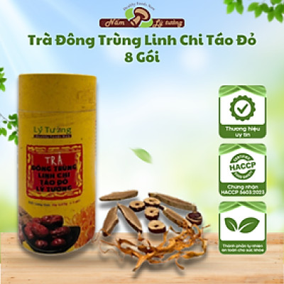 Trà Đông Trùng Linh Chi Táo Đỏ Lý Tưởng 55g, Lọ Trà Cứng Gồm 8 Gói Nhỏ, Sản Phẩm Đạt Chứng Nhận OCOP 3 Sao Của Thành Phố Hà Nội