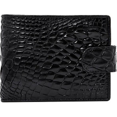 Ví Nam Da Cá Sấu Nút Bấm Huy Hoàng HT2216 (12.5 x 10 cm) - Đen