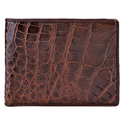 HC2786 - Bóp nam Huy Hoàng da cá sấu ngăn sau màu nâu đất