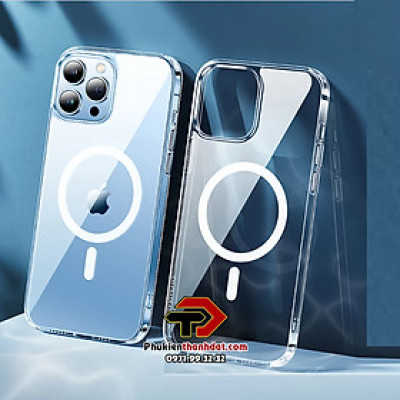 Ốp lưng trong suốt dành cho iPhone 14 Pro, 14 Pro Max hỗ trợ sạc không dây Mag Safe - Hàng nhập khẩu