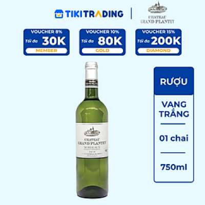 Rượu vang trắng Chateau Grand Plantey 750ml 11% - 13% Không hộp