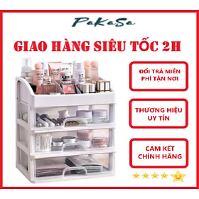 Kệ Đựng Mỹ Phẩm , Đồ Trang Điểm Trong Suốt 4 Tầng 9 Ngăn , Có Ngăn Kéo Bền Đẹp - Hàng Chính Hãng 