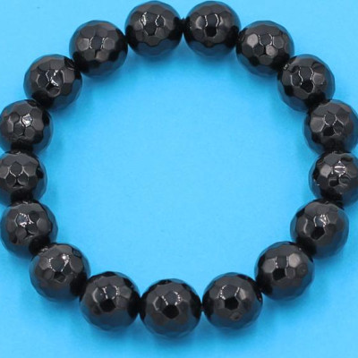 Vòng tay phong thủy - thạch anh đen cắt giác 12 ly 17 hạt - hợp mệnh Thủy, mệnh Mộc