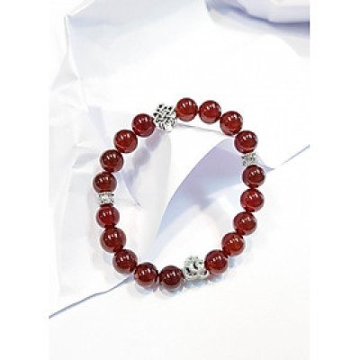 Vòng tay mệnh Hỏa , Thổ đá Garnet charm Om và Đồng Tâm