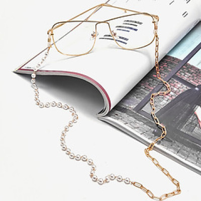 Chain glasses dây đeo kính hạt châu và chuỗi titan hợp kim bất đối xứng unisex nam nữ thời trang khác biệt