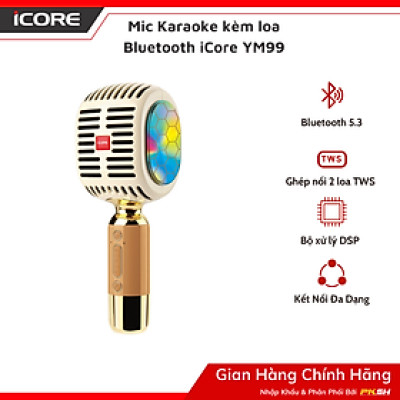 Micro Karaoke kèm loa Bluetooth iCore YM99 - Hàng chính hãng