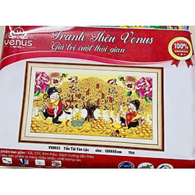 Tranh thêu kín Tấn tài tấn lộc vs8053, kích thước 120 x 65 cm