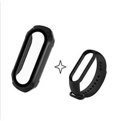 Dây Silicon và Ốp kính cường lực dùng cho đồng hồ Xiaomi Mi band 7
