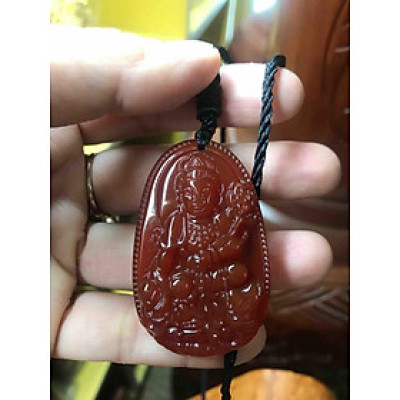 MẶT DÂY CHUYỀN  PHẬT PHỔ HIỀN ĐÁ MÃ NÃO ĐỎ ĐỘ MỆNH CHO  NAM TUỔI THÌN TỴ MẠNG HOẢ THỔ