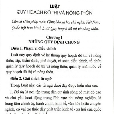 Sách - Luật Quy Hoạch Đô Thị Và Nông Thôn