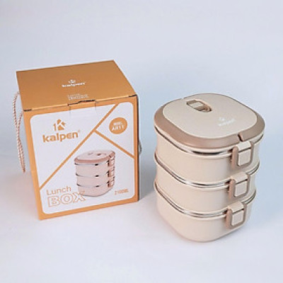 Hộp cơm giữ nhiệt 3 tầng Inox 304 Kalpen AR11 dung tích 2100ml chuẩn Đức - Hàng chính hãng