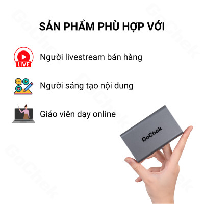 Micro thu âm không dây GoChek Ultra S24, tích hợp 2 chân cắm khi livestream/quay video/ghi âm cho điện thoại/máy tính bảng/PC/Laptop - Hàng chính hãng