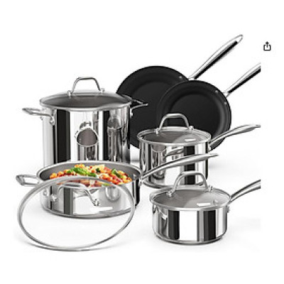 Bộ nồi inox Ciwete set 6 món (2 chảo chống dính, 1 quánh, 1 nồi chảo, 2 nồi) Hàng chính hãng