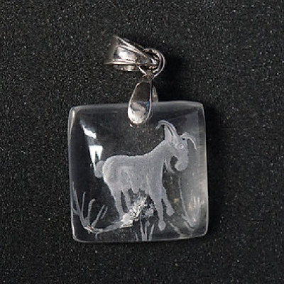 Mặt dây chuyền nam nữ thạch anh trắng tự nhiên - Con Dê ( Tuổi Mùi)