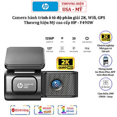 Camera hành trình ô tô độ phân giải 2K, Wifi Thương hiệu Mỹ cao cấp HP - F490W - Bảo hành 12 Tháng Chính Hãng (Hàng Nhập Khẩu)