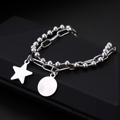 Vòng đeo tay mix sao và vòng tròn phong cách punk cá tính