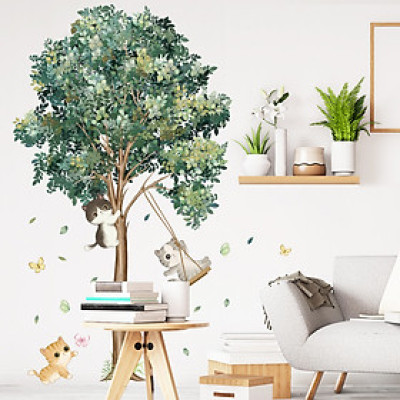 Sticker Giấy Dán Tường Decal Dán tường Tranh Dán Tường Trang Trí Tường Mẫu Mèo Chơi Xích Đu ZDB-2153