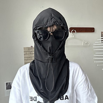 Mũ Trùm Đầu Chống Nắng Kèm Khẩu Trang Nam Nữ - Nón Che Nắng Chống Tia UV Có Dây Rút