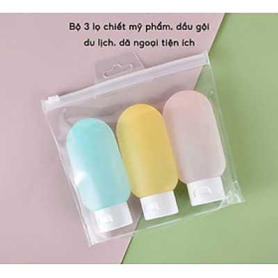 Set 3 tuýp chiết mỹ phẩm du lịch đựng dầu gội, sữa tắm, lotion, toner 60ML- Bộ chai lọ chiết mỹ phẩm tái sử dụng Phượt Dã Ngoại Đi Chơi Văn Phòng